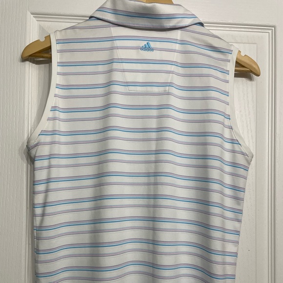 Adidas Clima Cool Golf Tank Top White/Blue Pink Stripe Size - Large - Picture 2 of 4